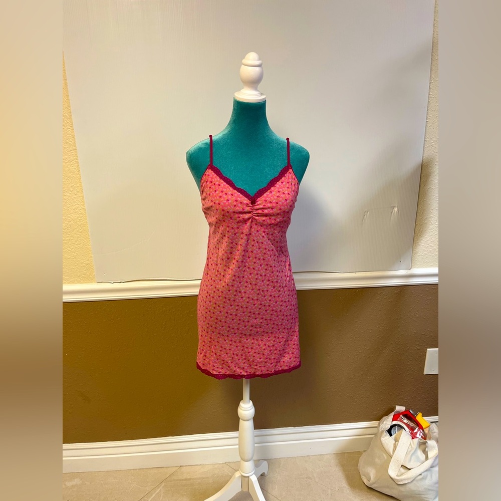Victoria’s Secret Women’s Pink Lace Floral Dress – Y2K Aesthetic –‎ Size M